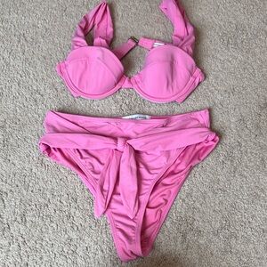 WeWoreWhat Pink Tie-Front Bikini Set